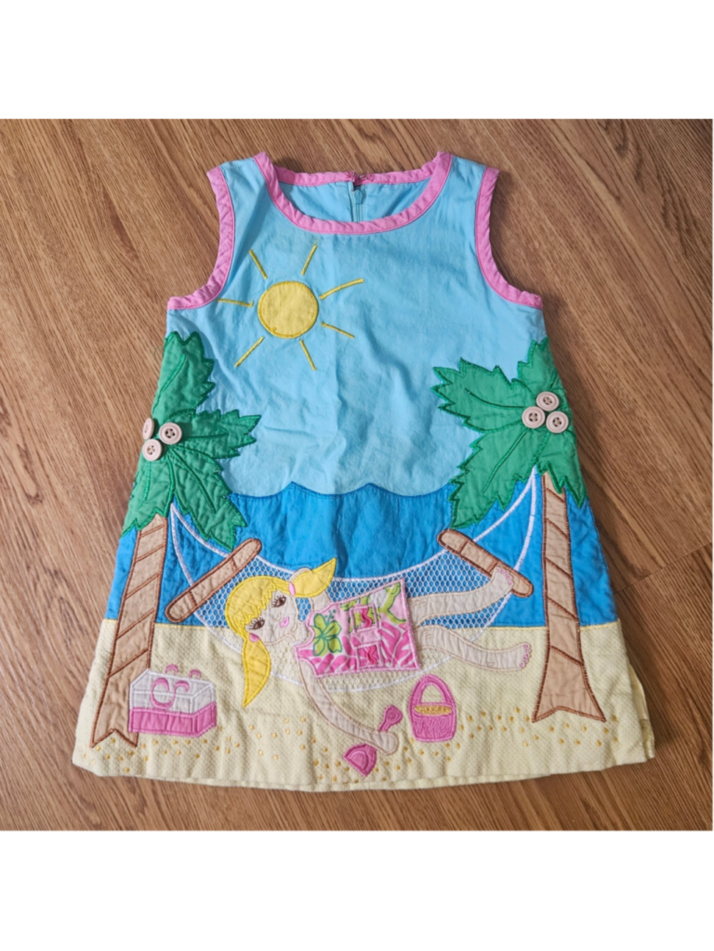 Vintage Lilly Pulitzer Beach Applique Resort '05 Sleeveless Dress Girls 2T
